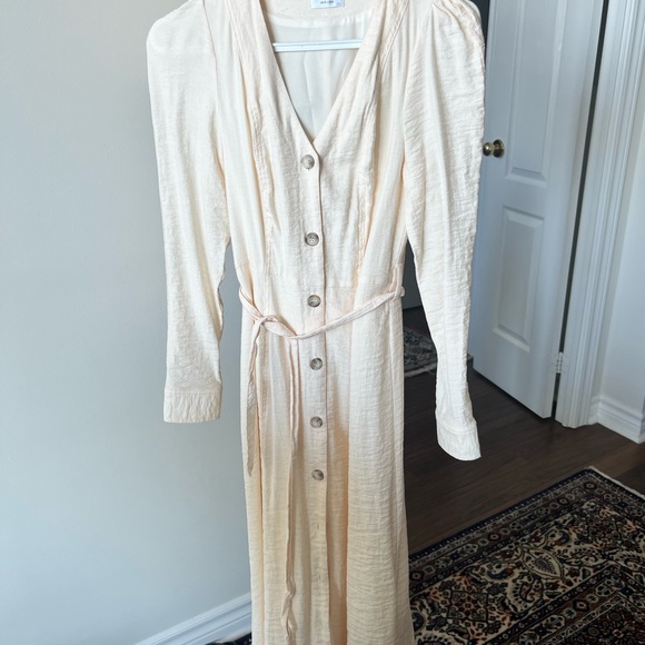 Iris and Ink Midi Crepe Dress in Cream - Picture 6 of 6